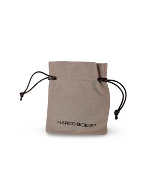 Marco Bicego Suede Drawstring Pouch Jewelry Bag in Taupe with Dark Brown Cords